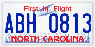 NC license plate ABH0813