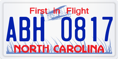 NC license plate ABH0817