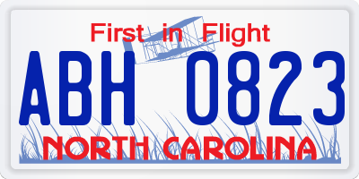 NC license plate ABH0823