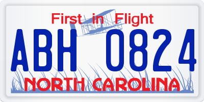 NC license plate ABH0824