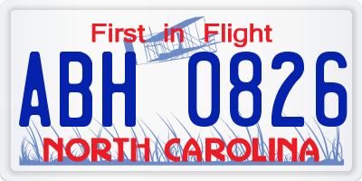 NC license plate ABH0826