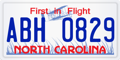 NC license plate ABH0829