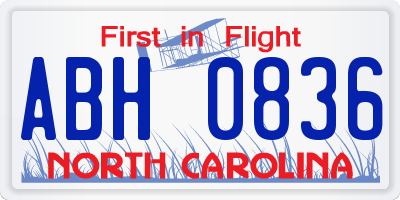 NC license plate ABH0836