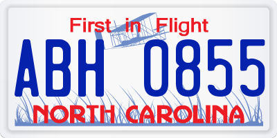 NC license plate ABH0855