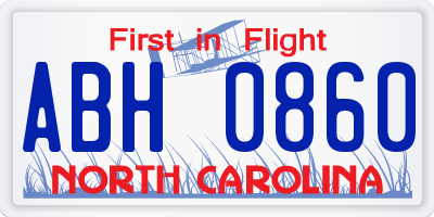 NC license plate ABH0860