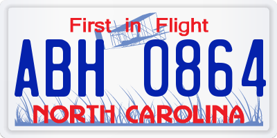 NC license plate ABH0864