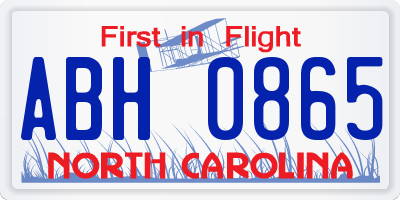 NC license plate ABH0865