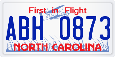 NC license plate ABH0873