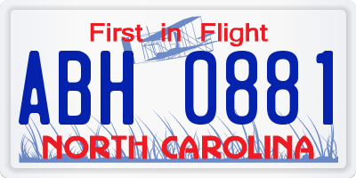 NC license plate ABH0881
