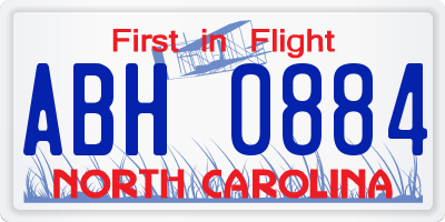 NC license plate ABH0884