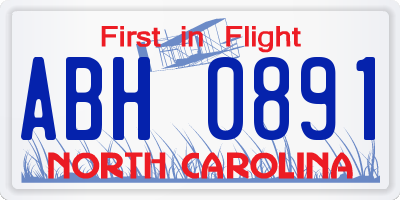 NC license plate ABH0891