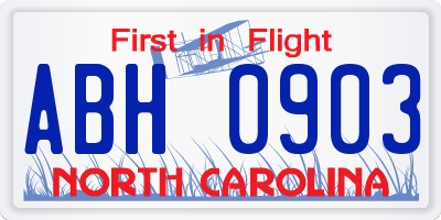 NC license plate ABH0903