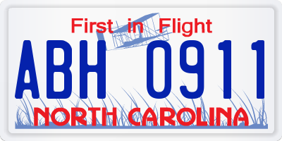 NC license plate ABH0911