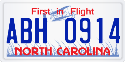 NC license plate ABH0914