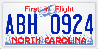 NC license plate ABH0924