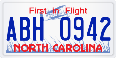 NC license plate ABH0942