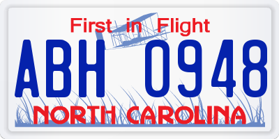 NC license plate ABH0948