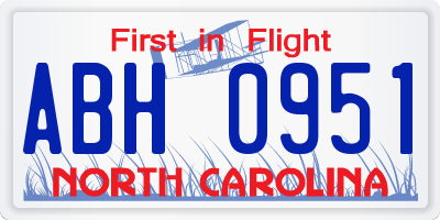 NC license plate ABH0951