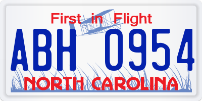 NC license plate ABH0954
