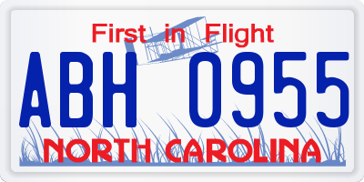 NC license plate ABH0955