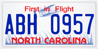 NC license plate ABH0957