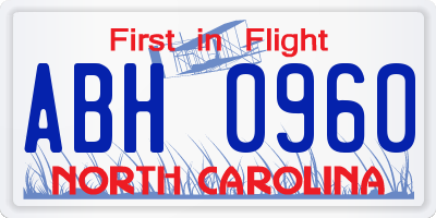 NC license plate ABH0960