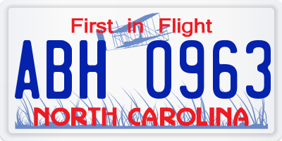 NC license plate ABH0963
