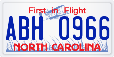 NC license plate ABH0966