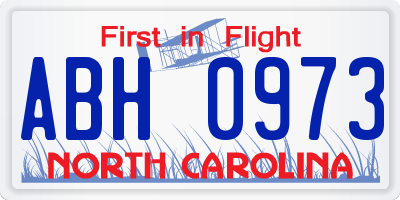 NC license plate ABH0973