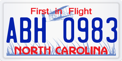 NC license plate ABH0983