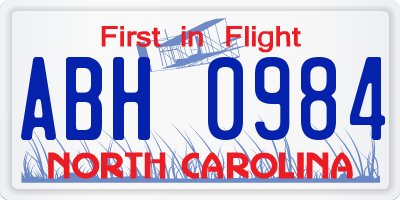 NC license plate ABH0984