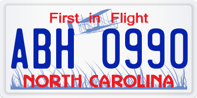 NC license plate ABH0990