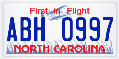 NC license plate ABH0997