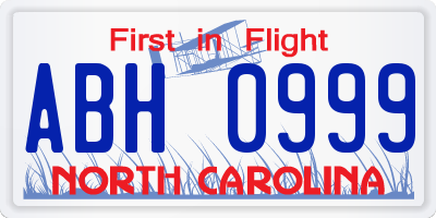 NC license plate ABH0999