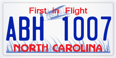 NC license plate ABH1007