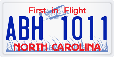 NC license plate ABH1011