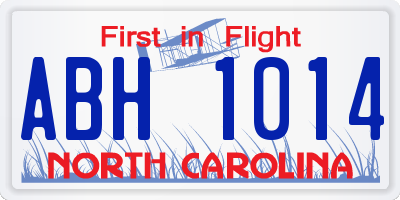 NC license plate ABH1014
