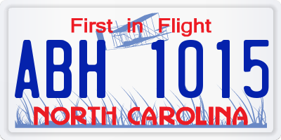 NC license plate ABH1015