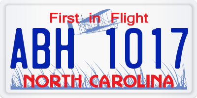 NC license plate ABH1017