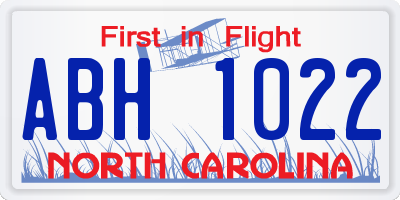 NC license plate ABH1022