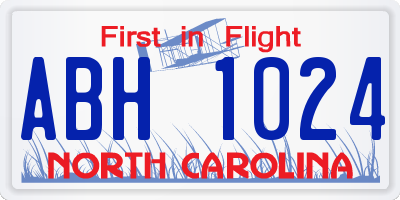 NC license plate ABH1024