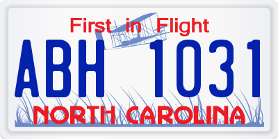 NC license plate ABH1031