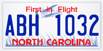 NC license plate ABH1032