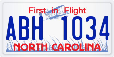NC license plate ABH1034
