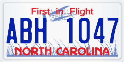 NC license plate ABH1047