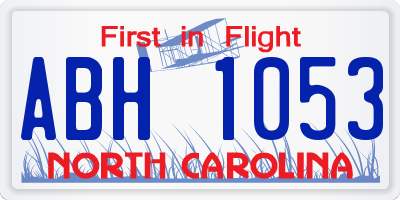 NC license plate ABH1053
