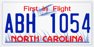 NC license plate ABH1054