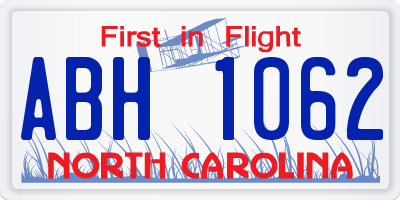 NC license plate ABH1062