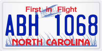 NC license plate ABH1068