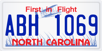NC license plate ABH1069